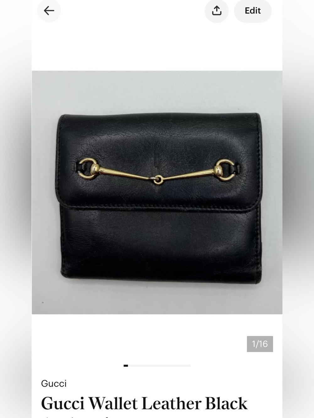 Gucci Wallet Leather Black Authentic